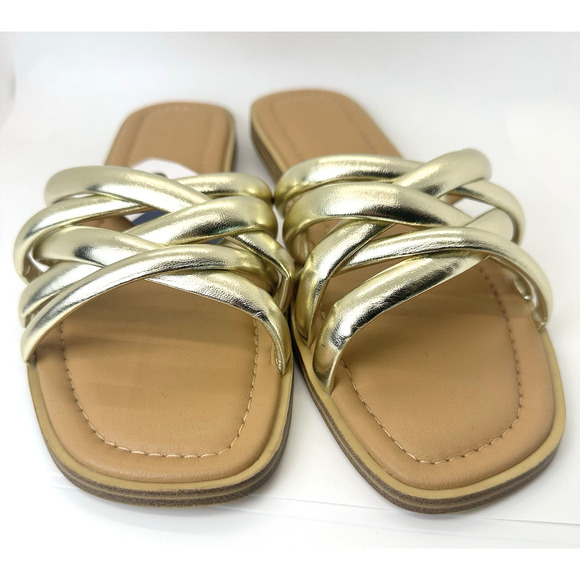 Universal Thread Womens Rian Slide Sandals Gold Summer Beach Comfort Sze 11 - Picture 9 of 16